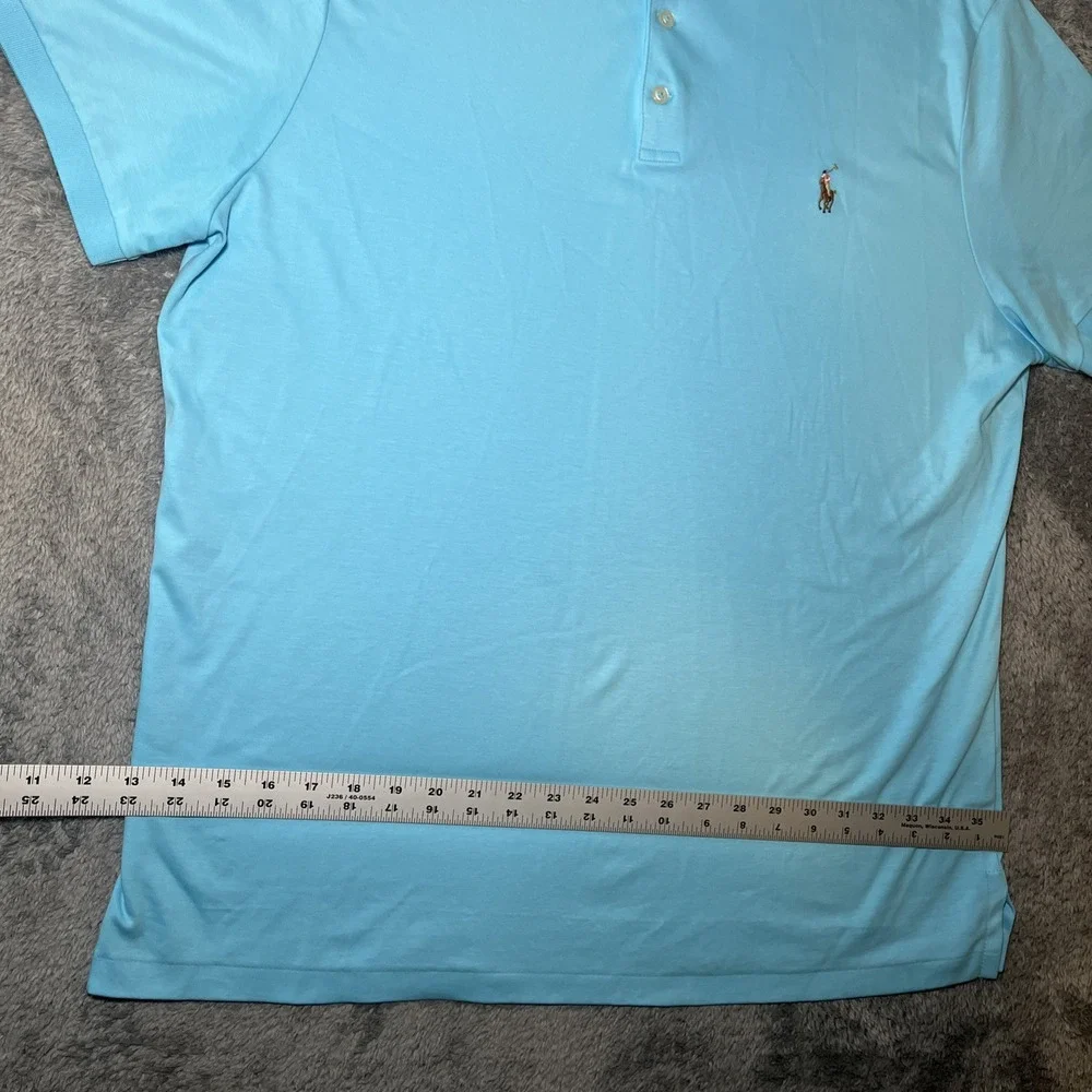 Polo Ralph Lauren Custom Slim Fit Men's Light Blue Short Sleeve SZ XL Flesh Pony